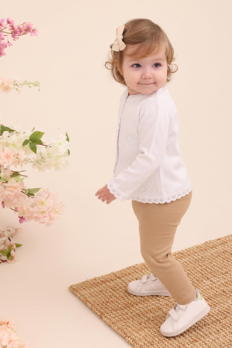 Lilax Baby Girls' Little Hearts Knit Cardigan Sweater (12 Months, White) - Image 2